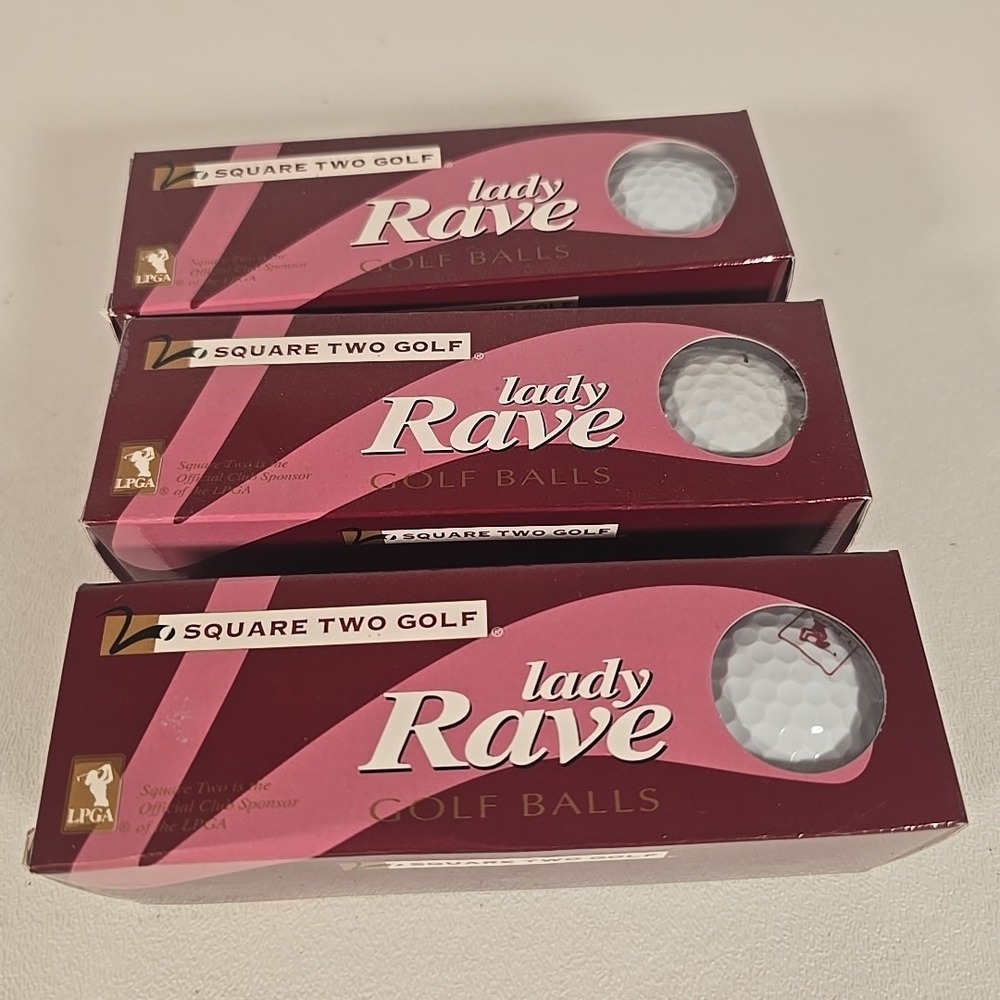 SQUARE TWO GOLF Lady Rave Golf‎ Balls 3 Sleeves/9 Balls WHITE NIB LPGA